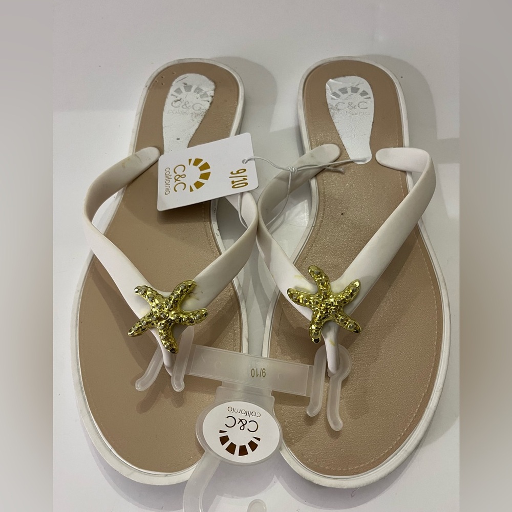 NWT C&C California Women's Sandals with Gold Starfish size 9-10